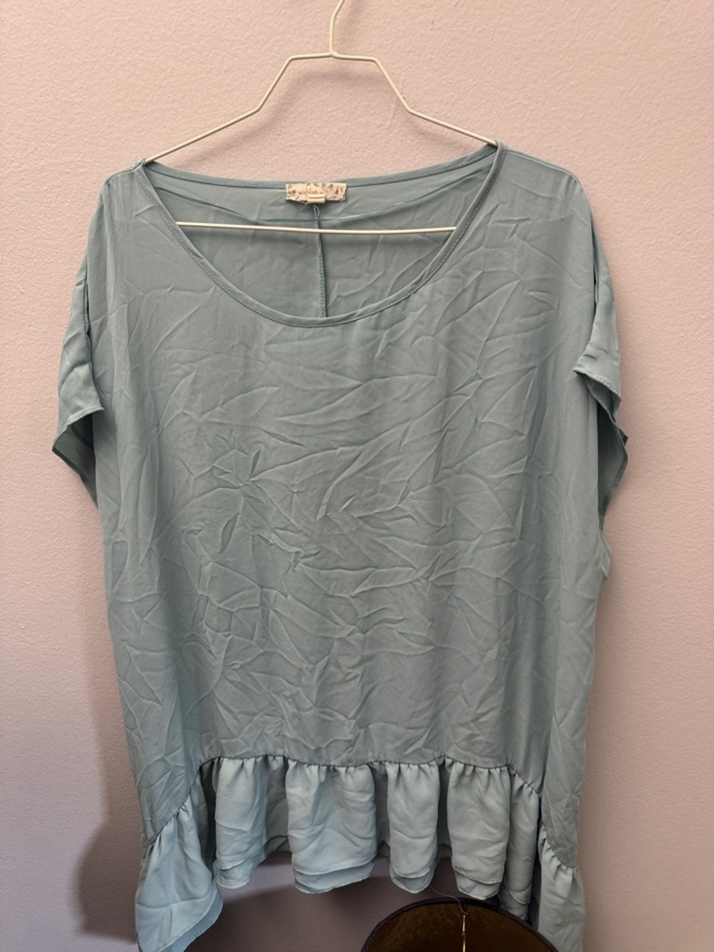 Wishlist Light Blue Ruffle-Hem Tunic Top